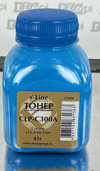 Тонер Samsung CLP-300 банка 45г Cyan БУЛАТ s-Line